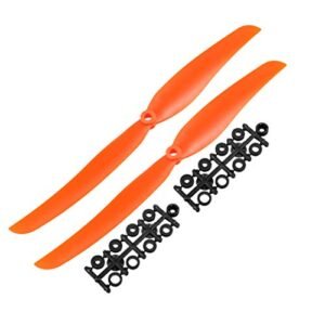 uxcell Nylon Orange RC Propellers CW 1060 10x6 Inch 2 Vane Fixed Wing for Proctor RC Planes 2pcs with Adapter Rings