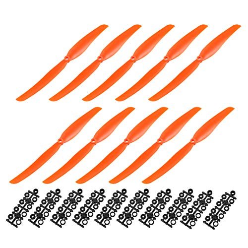 uxcell RC Propellers CW 1060 10x6 Inch 2 Vane Fixed Wing for Airplane Toy Nylon Orange 10pcs with Adapter Rings Perfect for RC Hobby Stores in Orange County