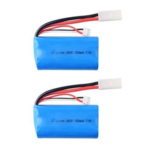 2 Pack 7.4V 1500Mah 15C Li Ion Battery with EL 2P Plug for Pavati Wakeboard Boat RC Feilun FT009 UDI009 UDI902 UDI002 AA102 Remote Control Boat Spare Parts