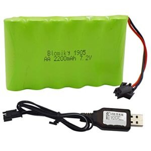 Blomiky 7.2V 2200mAh NiMH Rechargeable Battery Pack with SM 2P Black Plug for Gili RC Excavator Old Version 15 Channel 2.4G Huina 1550 550