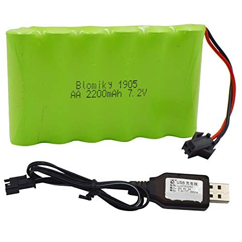 Blomiky 7.2V 2200mAh NiMH Rechargeable Battery Pack with SM 2P Black Plug for Gili RC Excavator Old Version 15 Channel 2.4G Huina 1550 550