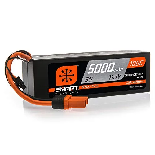 Spektrum 11.1V 5000mAh 3S 100C Smart Hardcase LiPo Battery with IC5 Connector SPMX50003S100H5