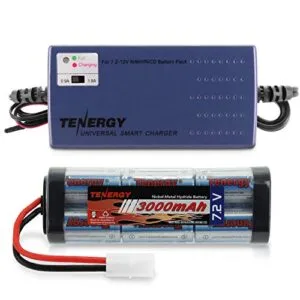 Tenergy 7.2V 3000mAh NiMH Flat Battery Pack with Universal Charger for Tamiya 1/24 Scale RC Cars