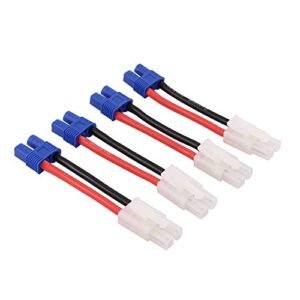 OliRC 4pcs EC3 Style Female to Tamiya Male Connector Adapter with 14awg 2in Wire C22 4