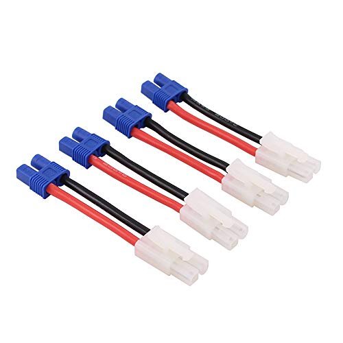 OliRC 4pcs EC3 Style Female to Tamiya Male Connector Adapter with 14awg 2in Wire C22 4