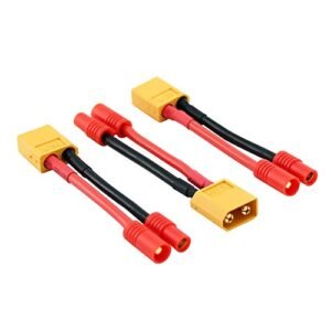 OliRC 3pcs XT60 Male to HXT 3.5MM Female Adapter Cable 14awg 2in for Walkera QR X350 Turnigy LiPo