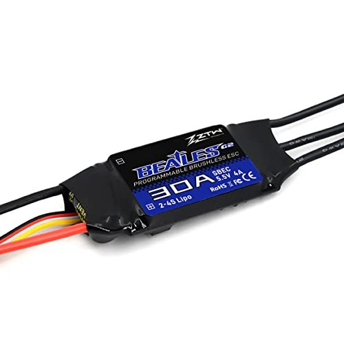 ZTW 30A ESC with 5V 2A BEC Output Optimized for Wing Design for RC Planes 2 4S LIPO