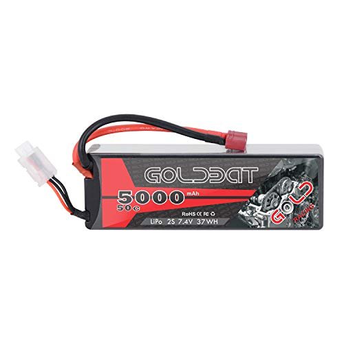 GOLDBAT 2S Lipo Battery 5000mAh 50C 7.4V Hardcase with T Plug for Predestination RC Sproul Cars Trucks and Drones