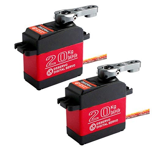 2 Sets 20KG Traxxas RC Truck Digital Servo Large Torque High Speed Full Metal Gear Waterproof 180 Degree Servo Motor with 25T Servo Horn for RC Robotic Arm Model DIY Baja Car 1/10 Scale Crawler Truck