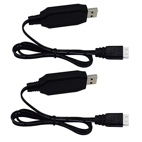 Blomiky 2 Pack H102 RC Boat 7.4V 1.3A USB Charger Cable with XH 3P Connector Plug for 2S Lipo Battery