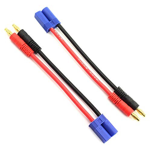 DGZZI 2pcs EC5 Male to 4.0mm Banana Plug Charger Cable 12 AWG Silicone Wire for RC Helicopter Help and Vehicle Toys