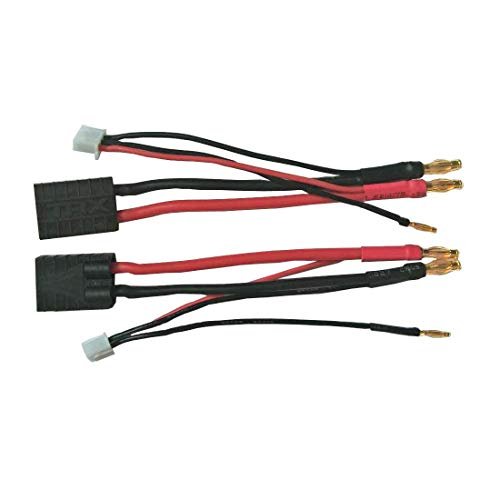 FLY RC 2pcs Battery Harness 4mm Bullet Connector with Discharge Wire for Slash Rustler Stampede Bandit e Revo Rc Car 2S Hardcase Lipo Battery Perfect for RC Willey Area Rugs Enthusiasts