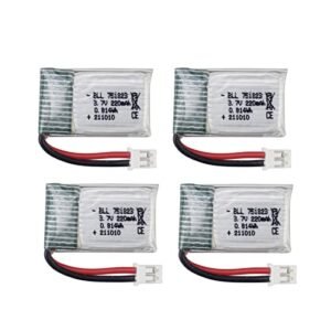 Sea Jump 4PCS 3.7V 220mah Li Battery Compatible with Turbine RC Jet Engine Drones E010 GoolRC T36 NINHUI NH010 F36 H36 HS210 SANROCK GD65A ATOYX AT 66 Quadcopter