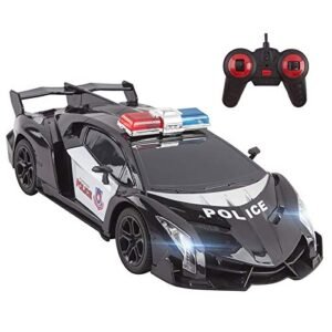 Vokodo 1 5th Scale Petrol RC Cars Police Super Exotic 12 Inch Remote Control Toy Sports Car with LED Headlights for Kids