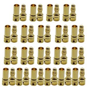 Yiqigou 20 Pairs Gold Plated 3.5mm Banana Plug Bullet Terminal Connectors for RC Destroyer Battleship ESC Motor Lipo Battery