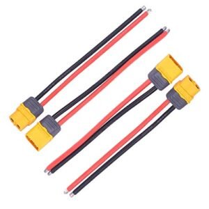 Yiqigou 2 Pairs Amass XT60 Plug Male Female Connector Adapter with Sheath Housing and 5.9inch 12AWG Silicone Wire Perfect for RC DC3 Plans and FPV Racing Drones