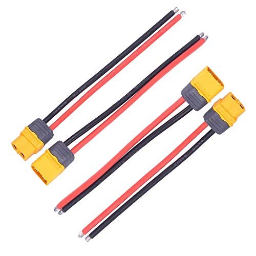 Yiqigou 2 Pairs Amass XT60 Plug Male Female Connector Adapter with Sheath Housing and 5.9inch 12AWG Silicone Wire Perfect for RC DC3 Plans and FPV Racing Drones