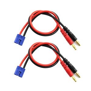 Maxmoral RC Interior Essential 2pcs 30cm 14AWG EC3 Male to 4mm Banana Plugs Charge Cable for Lipo Battery Charging