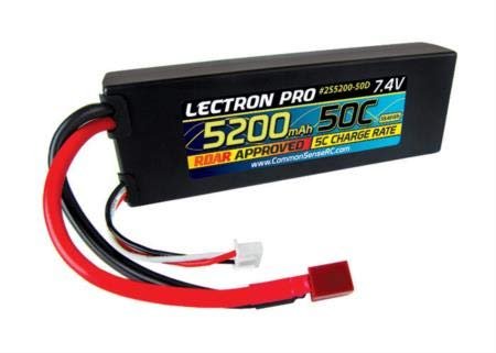 Common Sense RC Lectron Pro 2S 50C LiPo Battery T Style 7.4V 5200mAh
