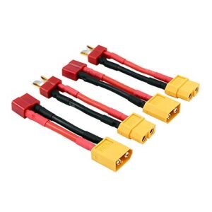 OliRC 4pcs XT60 to T Plug Style Male Female Connector Adapter with 14awg 5cm Wire C18 4