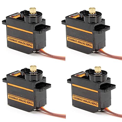 RGBZONE 4Pcs ES08MA II 12g Mini Metal Gear Analog Servo for RC Model Plans Shockproof Stable Performance