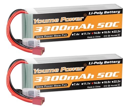 Youme Lipo 4S Battery 14.8v 3300mAh 50C with T Plug for RC Helicopter Philippines Airplane Boat Quadcopter 2 Packs