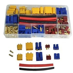 Treehobby RC Nitro Fuel Tubing Adapter Connectors Kit XT60 XT90 EC3 EC5 T Plugs 3.5mm Banana Plugs with Heat Shrink Tubing 102PCS