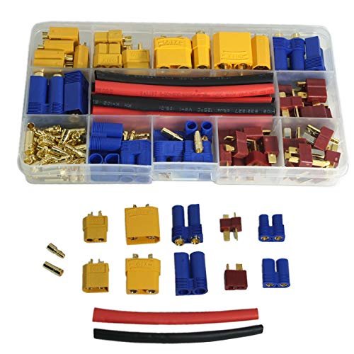 Treehobby RC Nitro Fuel Tubing Adapter Connectors Kit XT60 XT90 EC3 EC5 T Plugs 3.5mm Banana Plugs with Heat Shrink Tubing 102PCS
