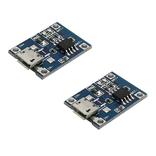 Maxmoral 2pcs TP4056 Lipo Battery Charging Board Micro USB Port Lithium Battery Charger Module 1A