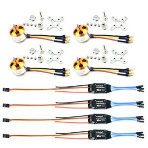 QWinOut A2212 2200KV Brushless Outrunner Motor with 30A ESC Controller for UFO Helicopter RC DIY Quadcopter Multicopter 4 Set