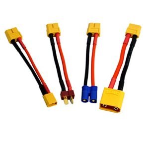 ShareGoo 8CM Female XT60 to Male T Female XT60 to Male XT90 Female XT60 to Male XT30 Female XT60 to Male EC3 Connector Converter Adapter for Aquacraft V24 RC Boat Drone Lipo NiMH Battery Charger ESC
