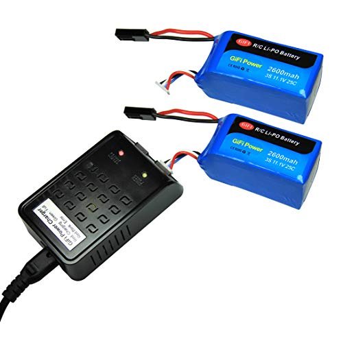 MaximalPower Replacement Drone Battery 2600mAh 11.1v and Charger for Parrot AR Drone 1.0 2.0 Includes 1 Charger and 2 Batteries