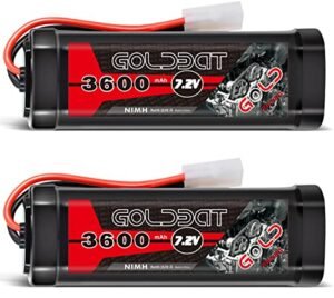 GOLDBAT 3600mAh 7.2V NiMH RC Battery with Tamiya Connector for Cateye RC Truck and Other RC Vehicles 2 Pack