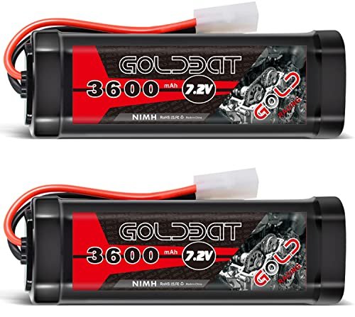 GOLDBAT 3600mAh 7.2V NiMH RC Battery with Tamiya Connector for Cateye RC Truck and Other RC Vehicles 2 Pack