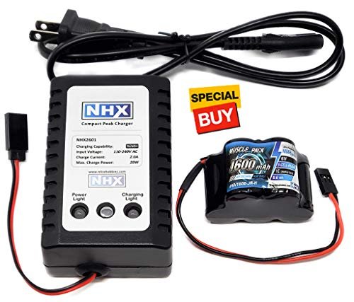 NHX Muscle Pack 1600MAH 6V NIMH RX Receiver Hump Battery with Charger Combo for Muscle Coupe RC Plane
