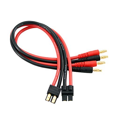 OliRC 2pcs TR Connector to 4mm Banana Plugs Adapter Cable 12awg 30cm for Different Types of RC Battery Plugs