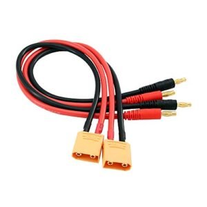 OliRC 2pcs XT90 to 4mm Banana Plug Adapter Cable 12awg 30cm Battery Charge Lead