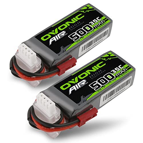 OVONIC 3S Lipo Battery 35C 500mAh 11.1V for FPV RC Airplane Kit with JST Connector 2 Packs