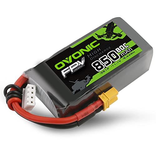 OVONIC 3S Lipo Battery 80C 850mAh 11.1V with XT30 Connector for RC FPV Racing Drone Quadcopter
