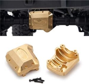 RCLions 2pcs Brass Diff Cover Heavy Duty Front Rear Axles Housing Cover for TRX4 T4 Upgrades 1 10 RC Crawler Car Featured in RC Jet Magazine