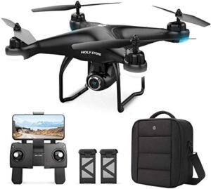 Holy Stone F181C RC Quadcopter Drone with HD Camera 2K UHD FPV GPS Auto Return Home Follow Me Altitude Hold Includes 2 Batteries and Carrying Backpack