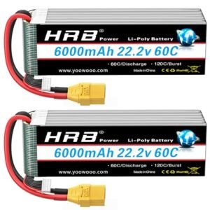HRB 2pcs 6S 6000mAh Lipo Battery XT90 60C 22.2V RC Lipo Battery for RC Proboat Jet Boat and Other RC Vehicles