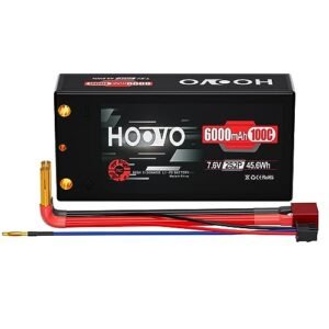 HOOVO 2S 100C 6000mAh 7.6V RC Shorty Lipo Battery High Voltage Hard Case with T Connector for 1 10 Scale RC Hard Body Vehicles