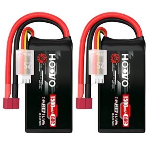 HOOVO 2S 7.4V 1500mAh 60C RC Lipo Battery Pack for RC Mack Dump Truck Boat Helicopter Airplane Drone 2 Packs