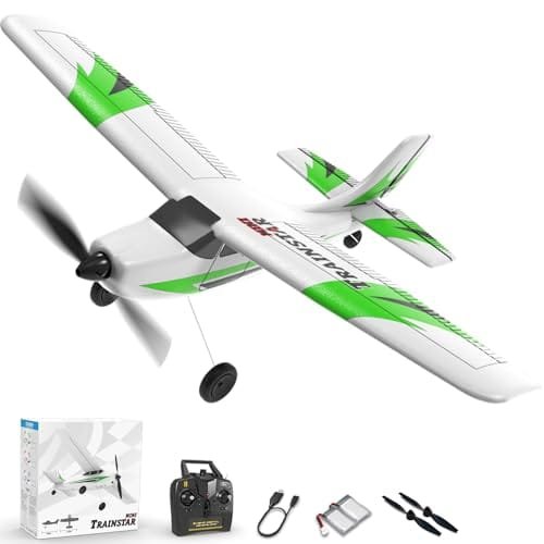 VOLANTEXRC RC Airplane RTF Trainer 3CH Remote Control Plane with 6 Axis Gyro Stabilizer 3 Flight Modes for Beginners Adults Kids 400mm Green
