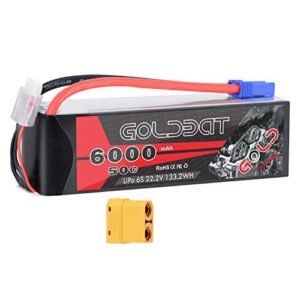 GOLDBAT 6S LiPo Battery 6000mAh 6S 22.2V 50C RC Battery with EC5 Plug and XT90 Connector for RC Evader BX Car RC Truck RC Truggy RC Heli Airplane Drone