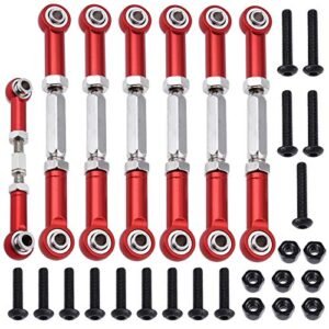 HobbyPark Adjustable Aluminum Turnbuckles Camber Links Set RC 4x4 Parts for Traxxas Slash 2WD 4X4 Hoss Rustler VXL Stampede 7 Pieces Red