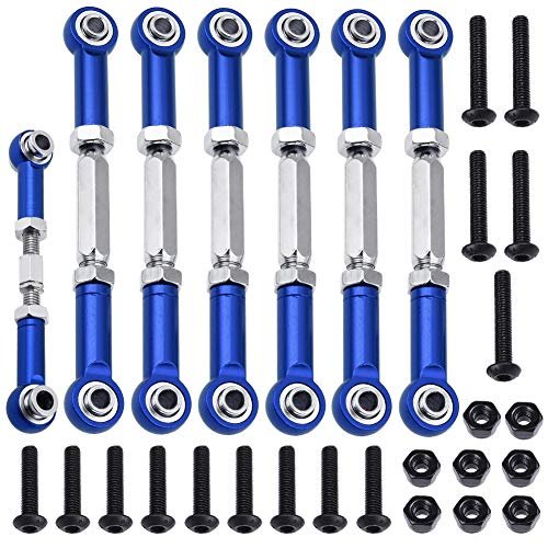 HobbyPark Adjustable Aluminum Turnbuckles Camber Links Set 7Pcs Blue RC Rustler Parts for Traxxas 1/10 Slash 2WD 4X4 Hoss Rustler VXL Stampede