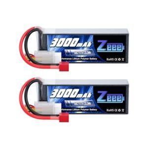Zeee 3S Lipo Battery 3000mAh 11.1V 50C with T Connector Soft Pack RC Battery for RC Airplane RC Helicopter RC Car RC Truck RC Boat UAV Drone FPV(2 Pack)