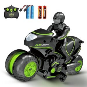 Sinovan RC Car Drift Car High Speed Remote Control Motorcycle 2.4GHz 360 Rotating Stunt Toy for Kids Ages 4 and Up Green